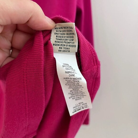 L.L. Bean Top Women Large Pink Henley Long Sleeve Pintuck Round Neck Pullover - Picture 6 of 6